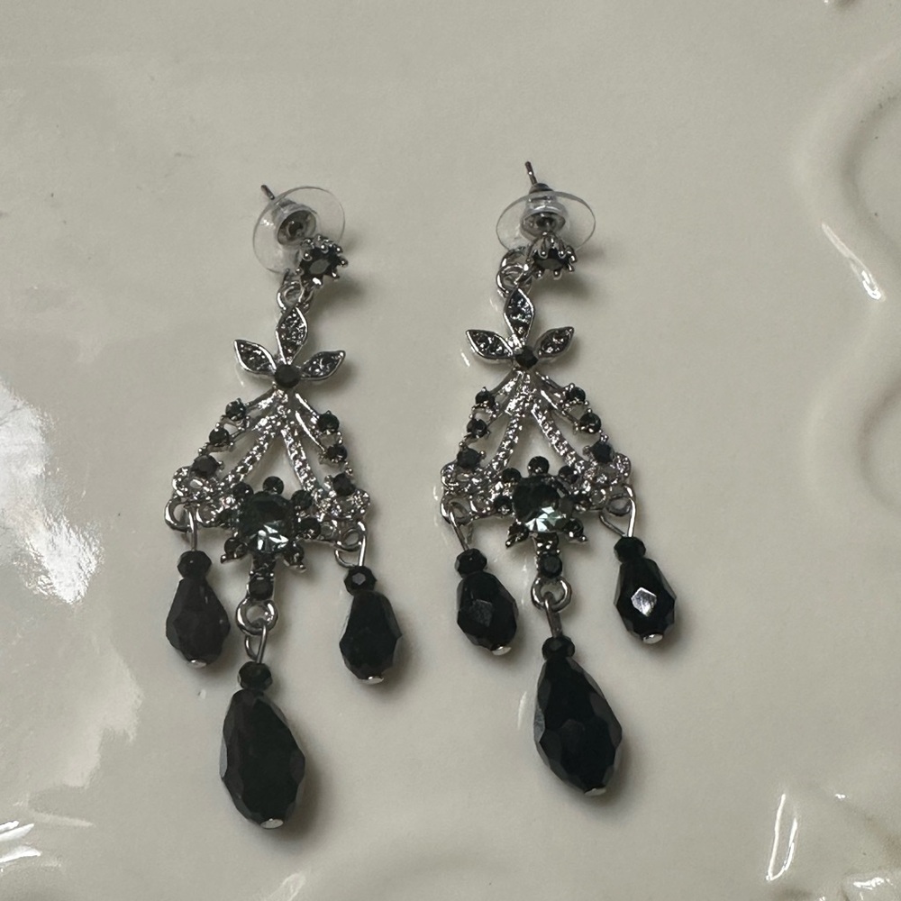 Elegant Black and Silver Dangle Earrings
